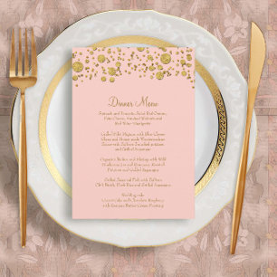 Menu Parties scintillant Gold Leaf Confetti Dot Elégant