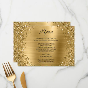 Menu Parties scintillant or courbé et huile métallique