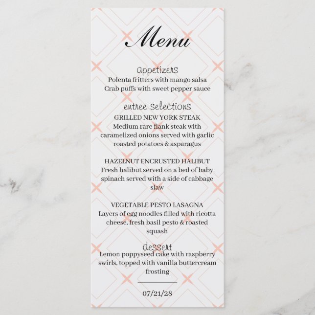 Menu Pastel Peach et crème géométrique (Devant)