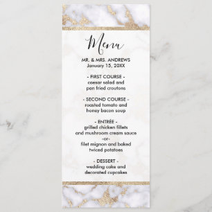 Menu Pattern de Chic White Gold Foil