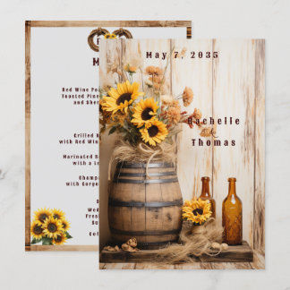 Menu Pays Western Sunflower Whiskey Barre