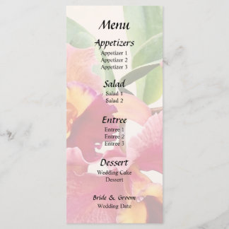 Menu Peach and Crimson Cattleya Orchids