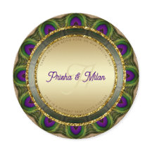 Peacock Feathers Gold Mariage indien moderne