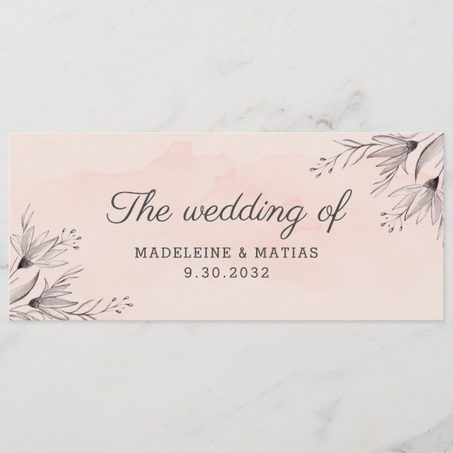 Menu Pêche et fleurs florales grises mariage de (Devant)