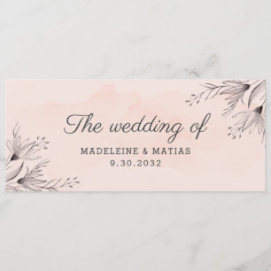 Menu Pêche et fleurs florales grises mariage de