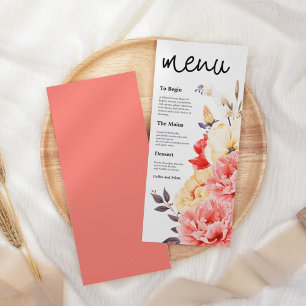 Menu Peonies d'aquarelle Magnolia Florals Script mariag