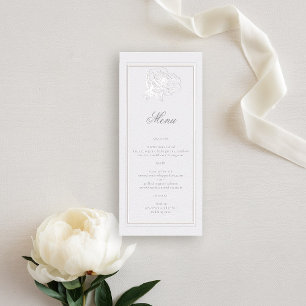 Menu Peony Formal moderne classique ivoire Mariage