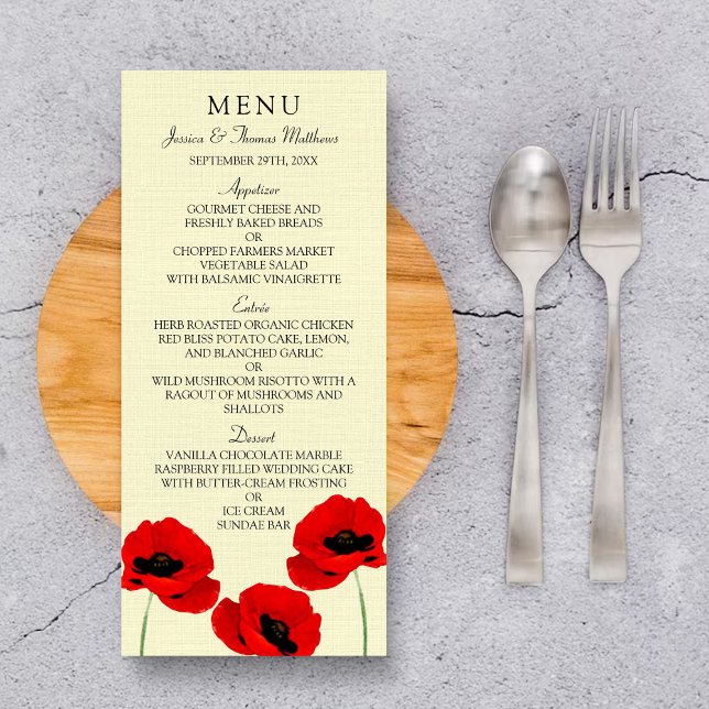 Menu Pépites d'aquarelle rouge Collection de Mariages f (Créateur téléchargé)