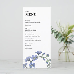 Menu Périwinkle Blue Modern Floral Mariage Dîner