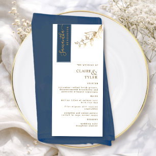 Menu Personnalisé avec le nom de l'invité Deep Blue et