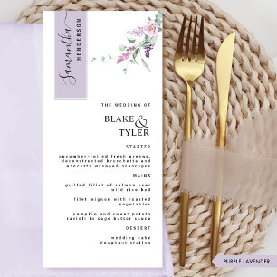 Menu Personnalisé avec le nom de l'invité, mariage flor