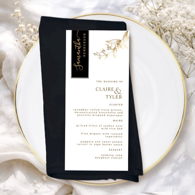 Menu Personnalisé avec le nom de l'invité Mariage noir  (Créateur téléchargé)