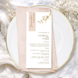 Menu Personnalisé avec le nom de l'invité Mariage Pêche