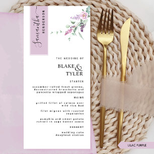 Menu Personnalisé avec nom d'hôte, Lilac Floral Mariage