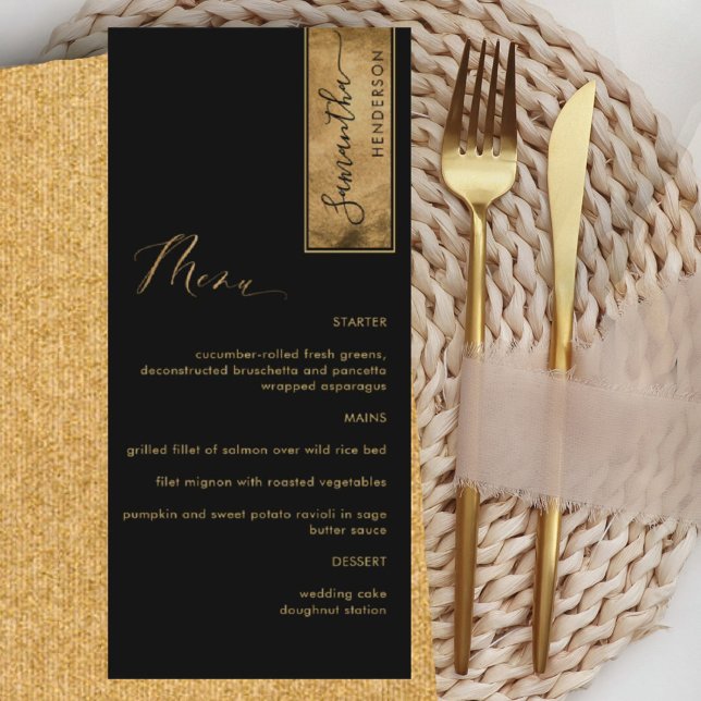 Menu Personnalisé élégant avec nom d'hôte Noir et Or (Créateur téléchargé)
