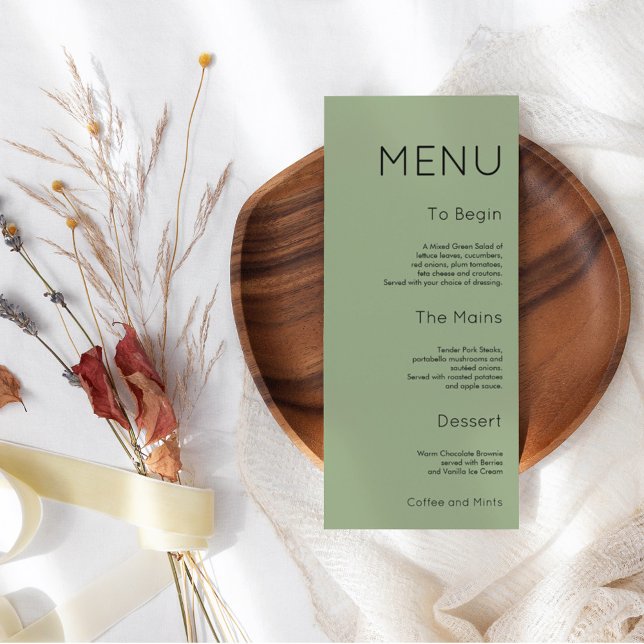 Menu Personnaliser de typographie minimale Sage Green (Créateur téléchargé)