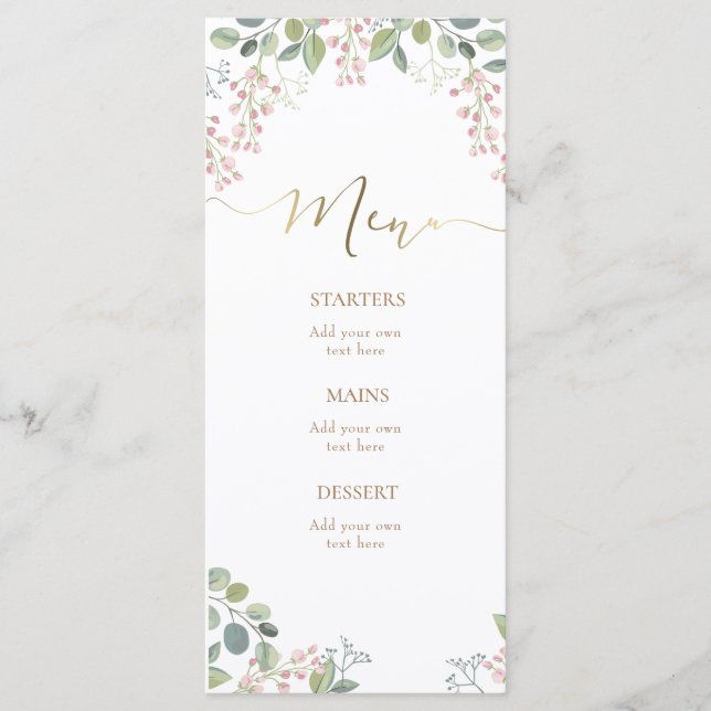 Menu petites fleurs et verdure (Devant)