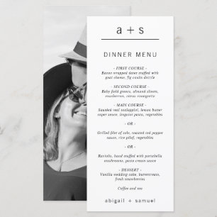 Menu Photo en noir et blanc Mariage minimaliste Monogra
