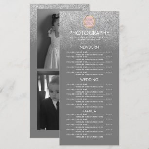 Menu Photographie Entreprise Argent Parties scintillant