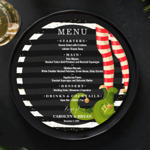 Menu Pieds elfes de Noël noir et blanc