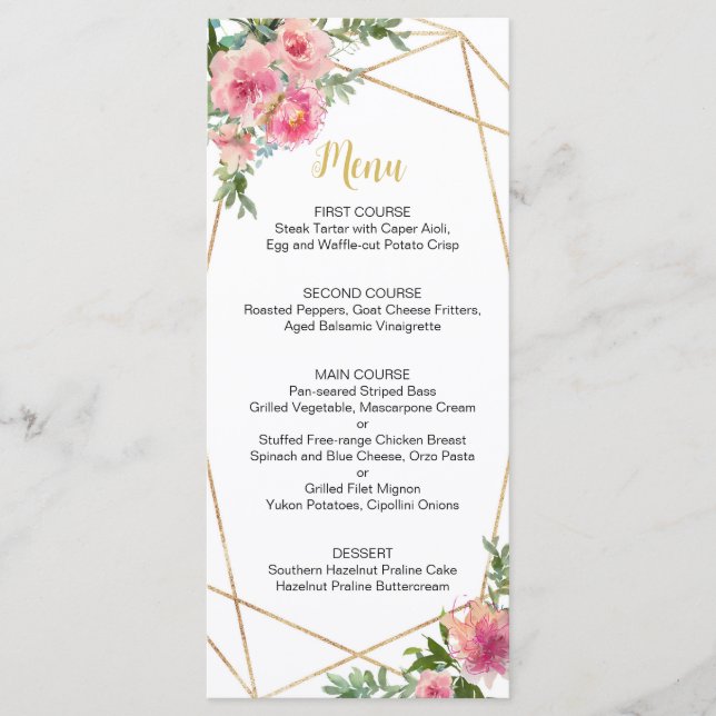 Menu Pies roses Anniversaire (Devant)