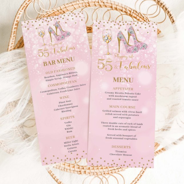 Menu Pink and Gold 55 et Fabulous Bar Cocktails Food (Créateur téléchargé)