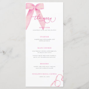 Menu Pink Bow She's Tying the Knot Fête des mariées Men