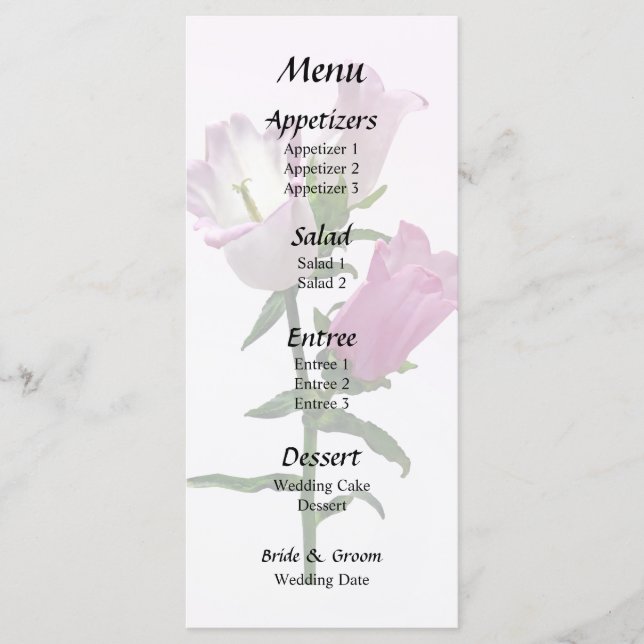 Menu Pink Canterbury Bells (Devant)