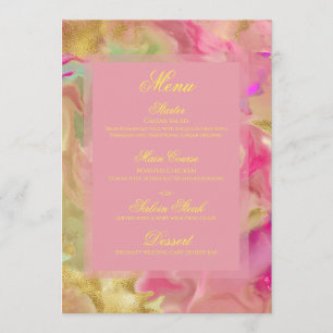 Menu Pink, or, encre verte en marbre