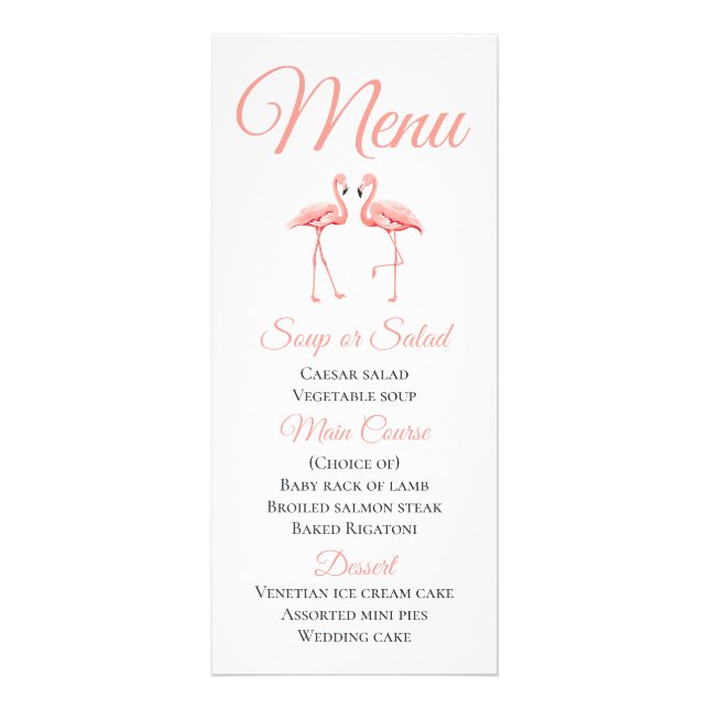 Menu Pink Tropical Flamant rose Beach Mariage d'ét (Devant)