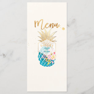Menu PixDezines Aloha Pineapple Faux Gold/Turquoise