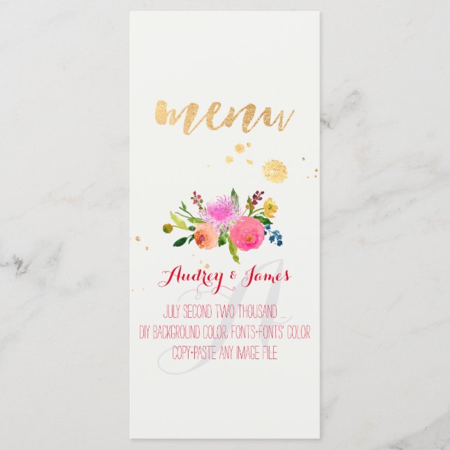 Menu PixDezines Aquarelle Ranunculus (Devant)