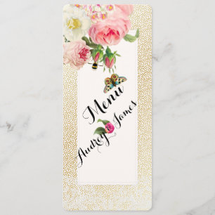 Menu PixDezines Faux Gold Specs/roses