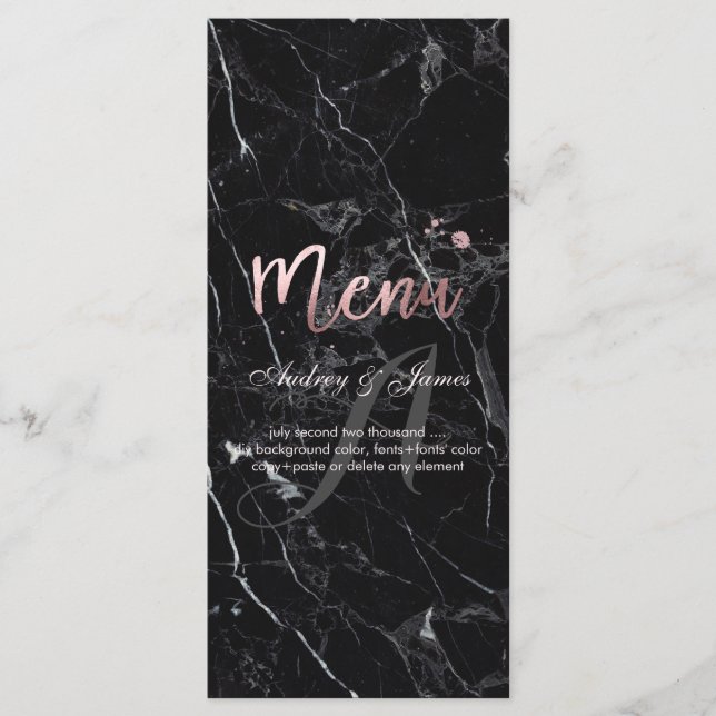 Menu PixDezines Faux Rose Gold/Marbre/Menu (Devant)