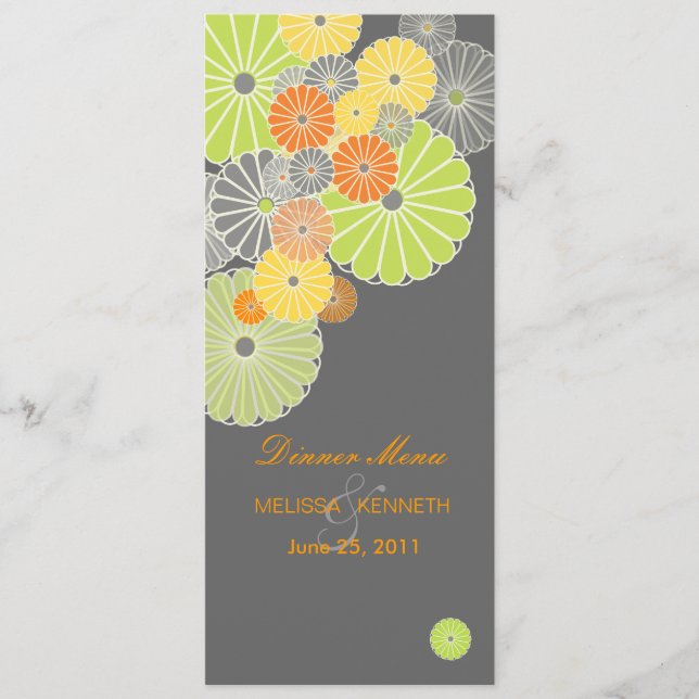 Menu PixDezines Kiku (chrysanthème), couleur agrumes (Devant)