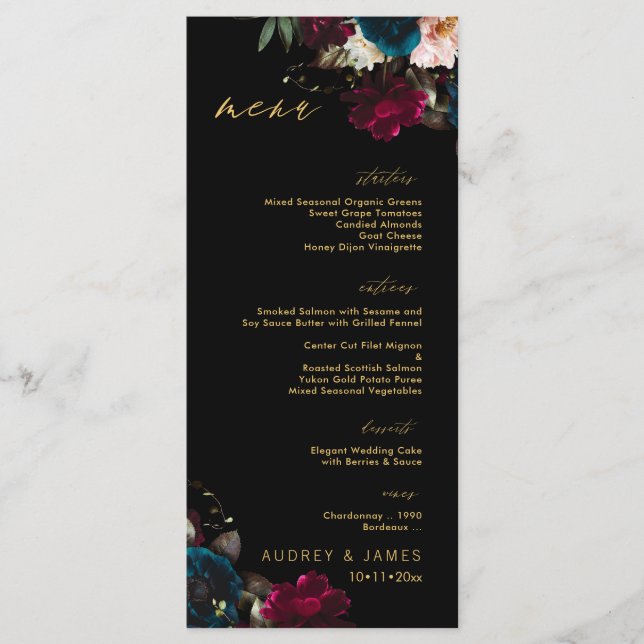 Menu PixDezines Moody Botanical Turquoise Anemone Bourg (Devant)