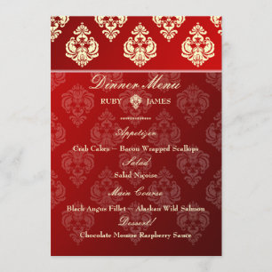 Menu PixDezines Rossellini Damask, ivoire + Velvet roug