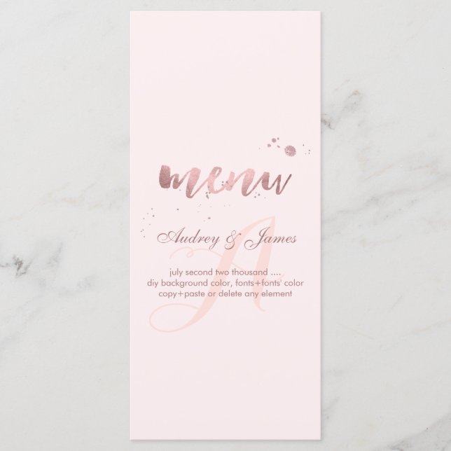 Menu PixDezines Shine Menu/Faux Rose Gold/Fancy Script (Devant)
