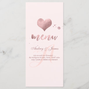 Menu PixDezines Shine Menu/Faux Rose Gold Heart