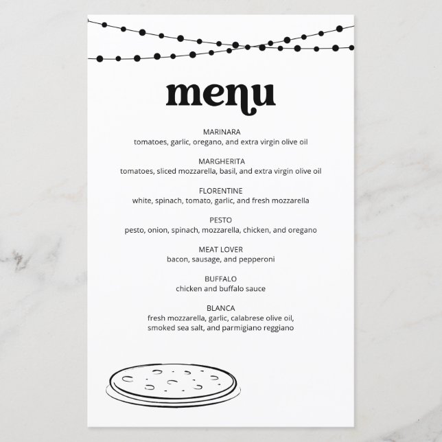 Menu Pizza (Devant)