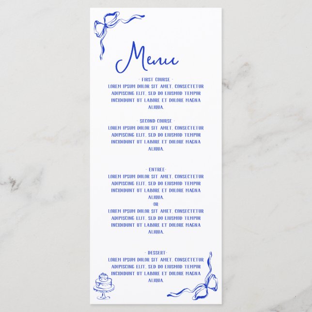 Menu Pizza & Vin Levés à la main en gros bleu (Devant)