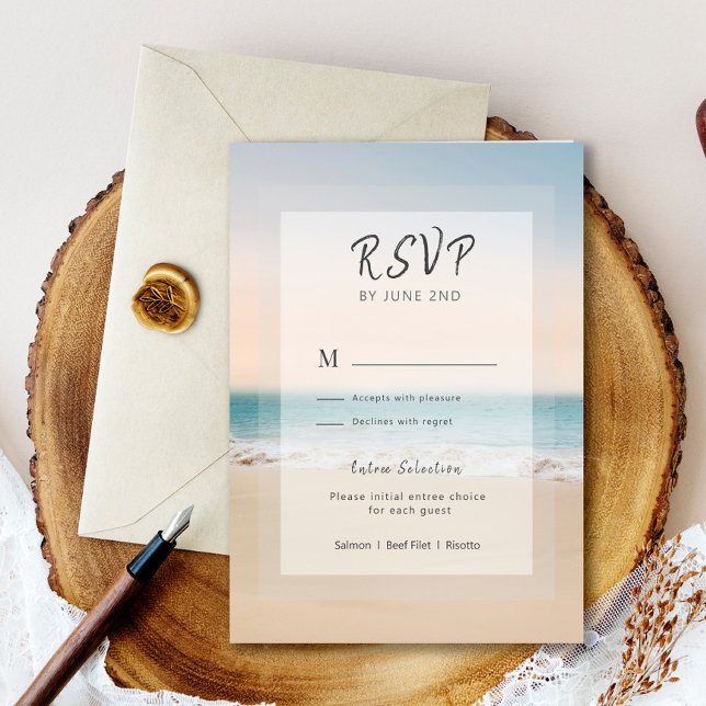 Menu Plage l élégant Options Mariage RSVP (Créateur téléchargé)
