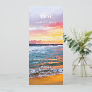 Menu Plage tropicale Mariage de bord de mer