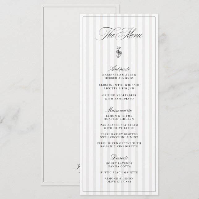 Menu Plat (Devant / Derrière)