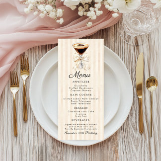 Menu plat de dîner d'anniversaire Elegant Espresso