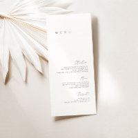 Menu Plat de Mariage Minimaliste Élégant Noir & Bl