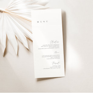 Menu Plat de Mariage Minimaliste Élégant Noir & Bl