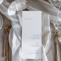 Menu Plat de Mariage Minimaliste Élégant Noir & Bl