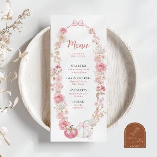 Menu plat de petite citrouille rose et blanche