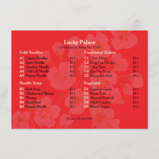 Menu plat de restaurant asiatique Cherry Blossom